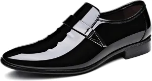 Men's Pointed-Toe Tuxedo Dress Shoes Casual Slip-on Loafer