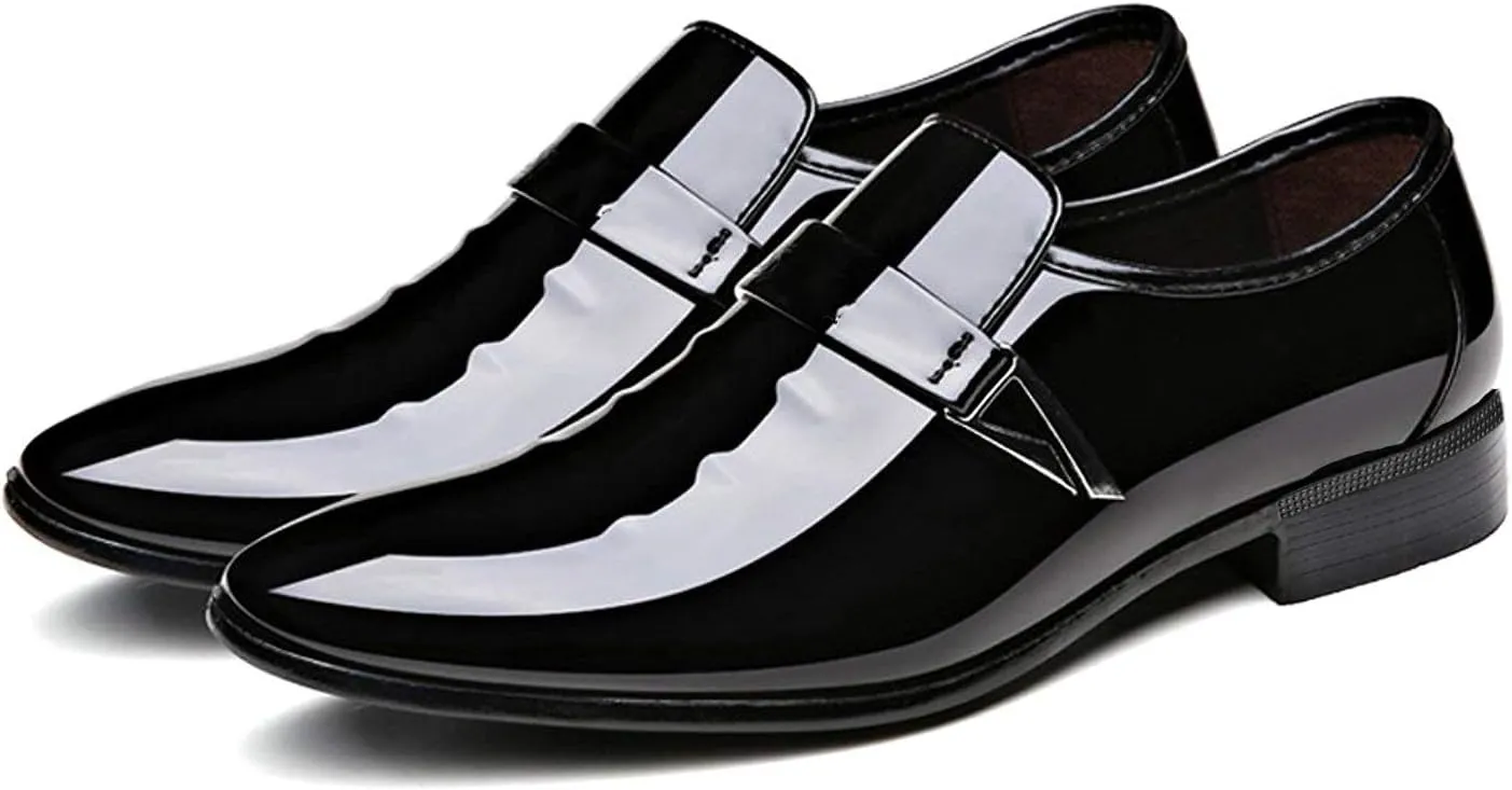 Men's Pointed-Toe Tuxedo Dress Shoes Casual Slip-on Loafer