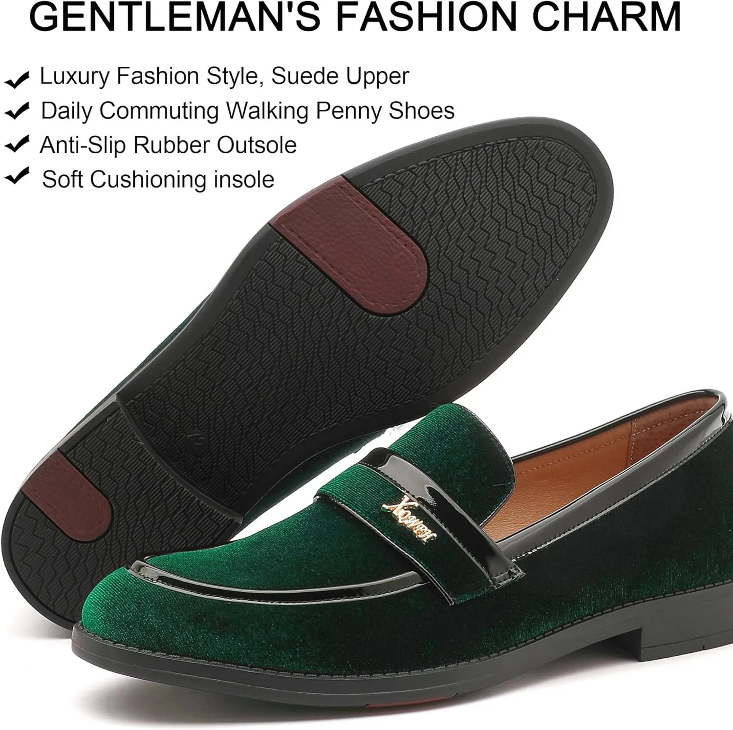 Mens Velvet Loafers, Men's Fashion Mens Dress Shoes Classic Loafers for Wedding Party Penny Dancing,Slip-On Flats Smoking Slippers Prom
