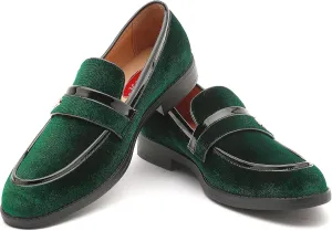 Mens Velvet Loafers, Men's Fashion Mens Dress Shoes Classic Loafers for Wedding Party Penny Dancing,Slip-On Flats Smoking Slippers Prom