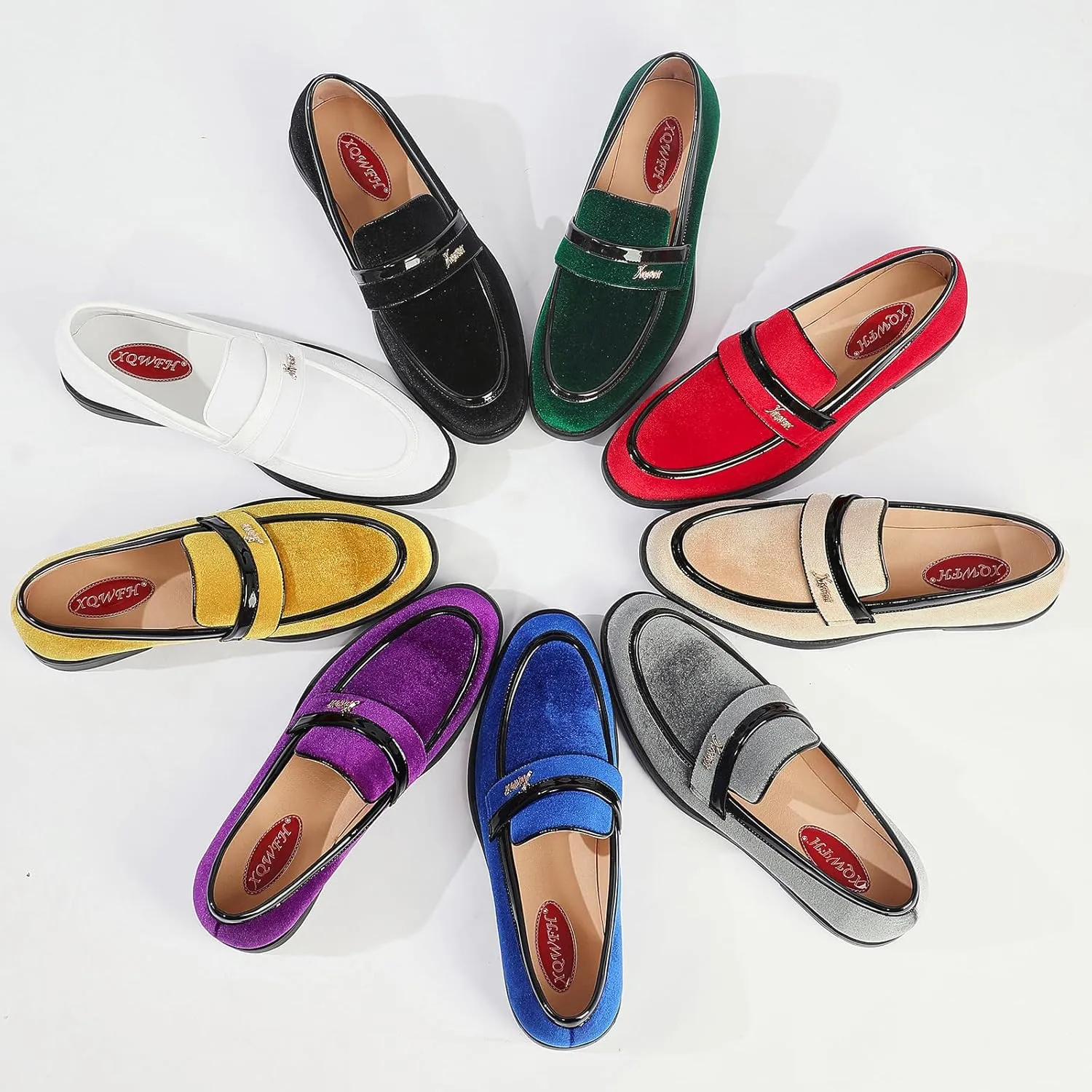 Mens Velvet Loafers, Men's Fashion Mens Dress Shoes Classic Loafers for Wedding Party Penny Dancing,Slip-On Flats Smoking Slippers Prom