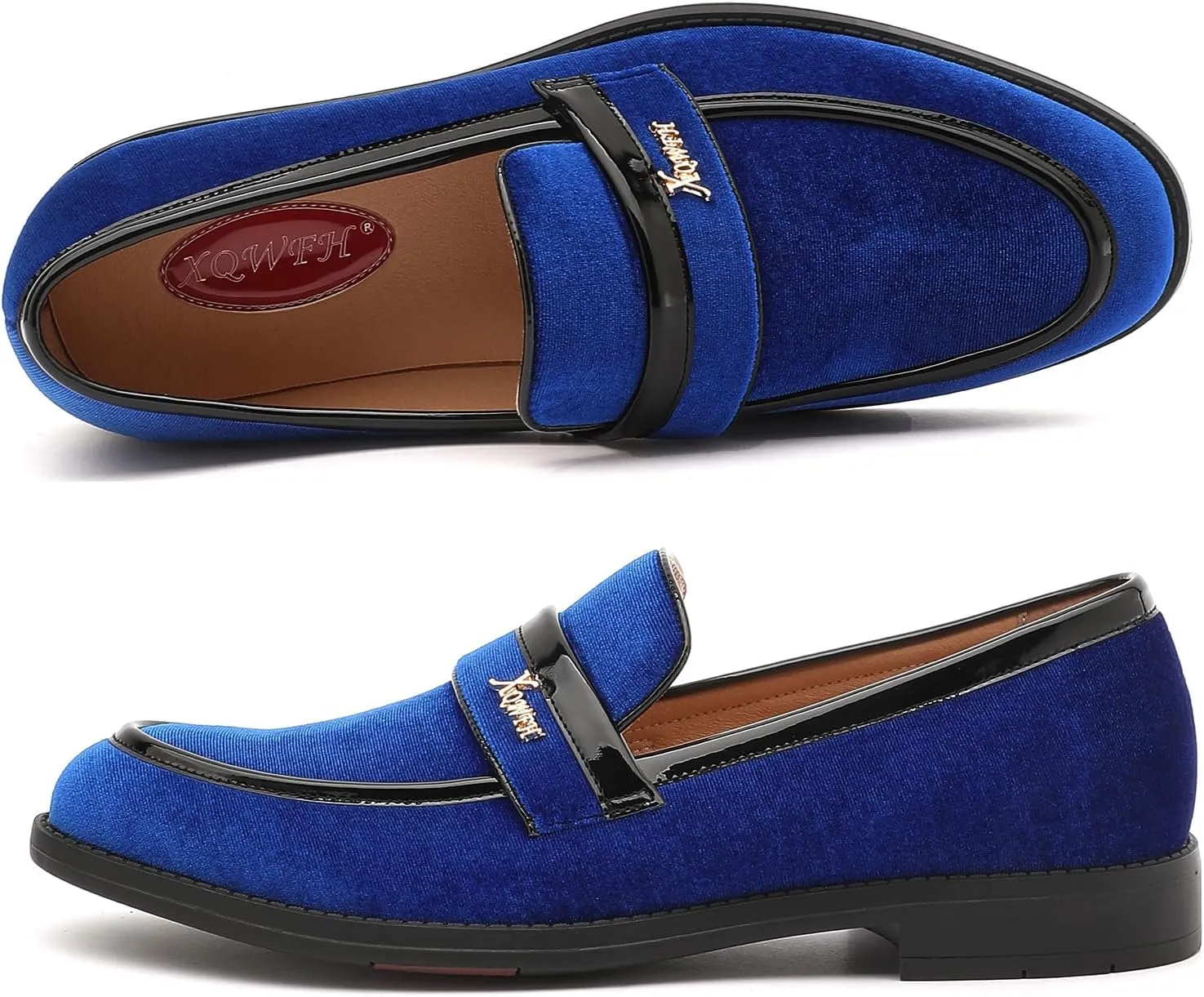 Mens Velvet Loafers, Men's Fashion Mens Dress Shoes Classic Loafers for Wedding Party Penny Dancing,Slip-On Flats Smoking Slippers Prom