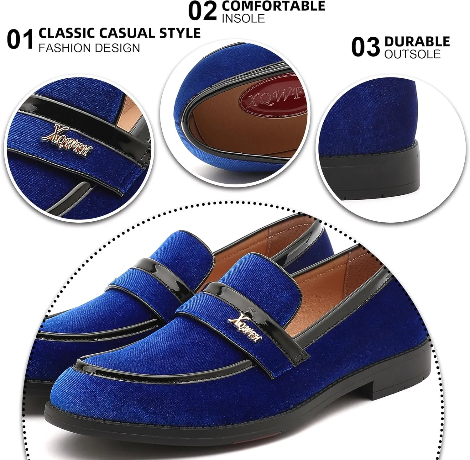 Mens Velvet Loafers, Men's Fashion Mens Dress Shoes Classic Loafers for Wedding Party Penny Dancing,Slip-On Flats Smoking Slippers Prom