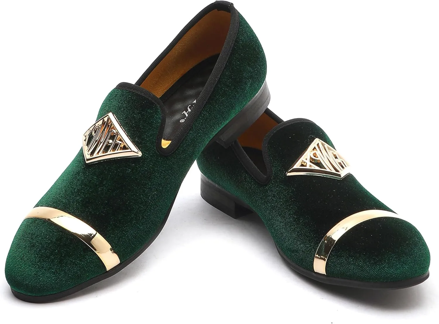 Mens Velvet Loafers Shoes Spiked Dress Shoes with Gold Buckle for Wedding Party Dancing Metallic Slip on Glitter Fashion Prom Shoes
