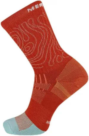 Merrell Reflective Trail Runner Light Crew Socks 1 Pair, Brick, Men's 5-8.5 / Women's 5-9.5