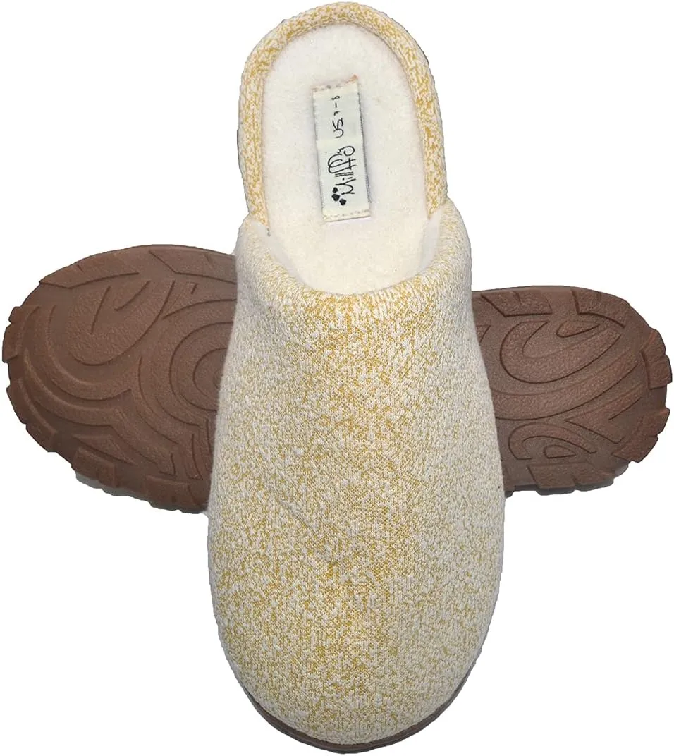 Millffy Womens Comfy Fluffy Memory Foam Slippers Soft Cable Knit Scuff Outdoor Anti-Skid Rubber Sole Slippers