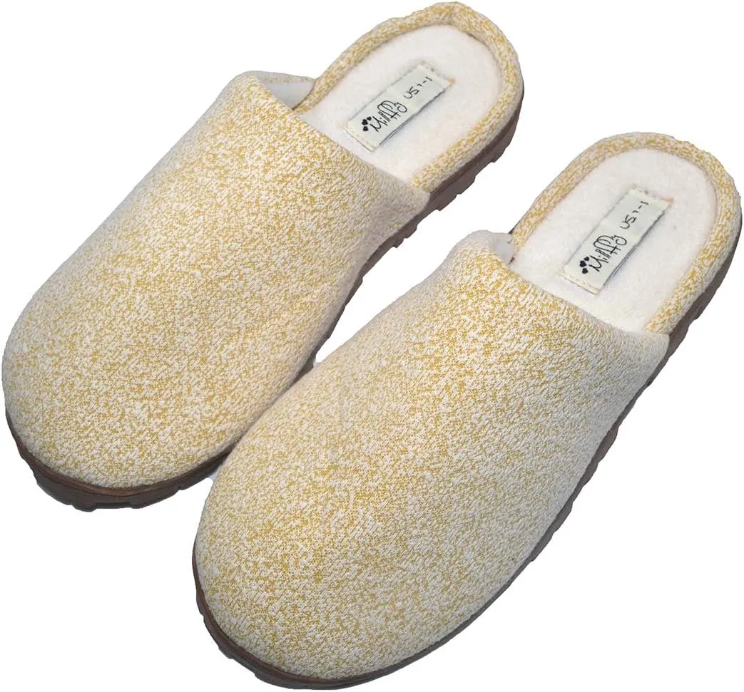 Millffy Womens Comfy Fluffy Memory Foam Slippers Soft Cable Knit Scuff Outdoor Anti-Skid Rubber Sole Slippers