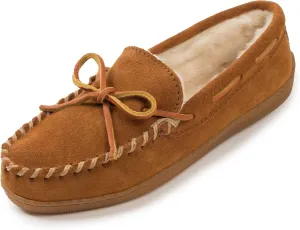 Minnetonka Womens Pile Lined Hardsole Moccasin Slipper