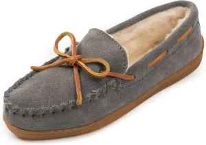 Minnetonka Womens Pile Lined Hardsole Moccasin Slipper