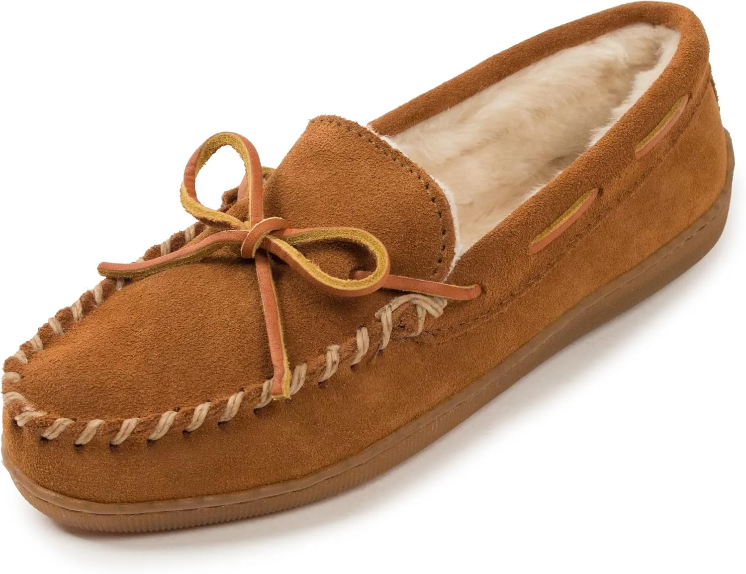Minnetonka Womens Pile Lined Hardsole Moccasin Slipper