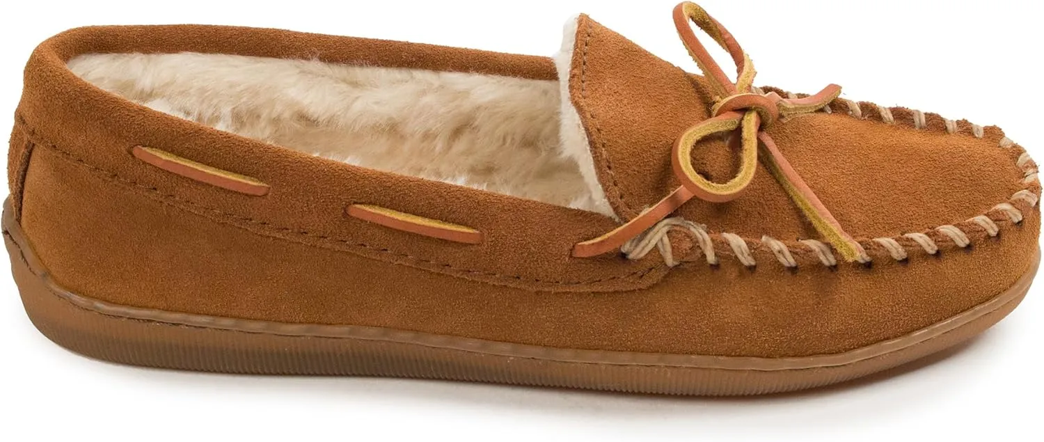 Minnetonka Womens Pile Lined Hardsole Moccasin Slipper