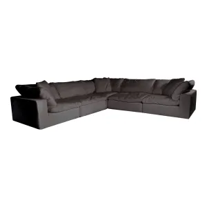 Moe's Home Collection Clay Classic L-Shaped Modular Sectional ~ Light Grey LiveSmart Performance Fabric