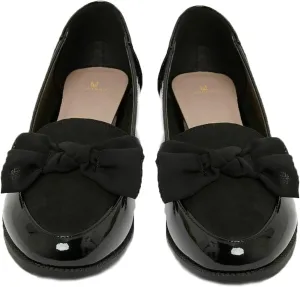 MOOMMO Women Bow Flat Loafer Shoes Round Toe Slip On Loafers Patent Suede 1 inch Flat Heel Dress Shoes Loafers Oxford Bow Knot Patchwork Casual Office Ladies Loafers Drive Walking Basic 4-11 M US