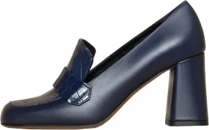 MOOMMO Women Chunky Block Heel Loafer Shoes Slip On Square Toe Formal High Heels Pumps Crocodile Closed Toe 3" Heel Oxford Shoes Office Ladies Business Professional Comfortable Spring Fall 4-11 M US