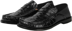 MOOMMO Women Low Chunky Heel Loafers Walking Shoes Crocodile Loafer Flats Round Toe Toe Slip On Penny Loafers Dress Shoes Matte Stone Pattern Office Ladies Casual Comfort 4-11 M US