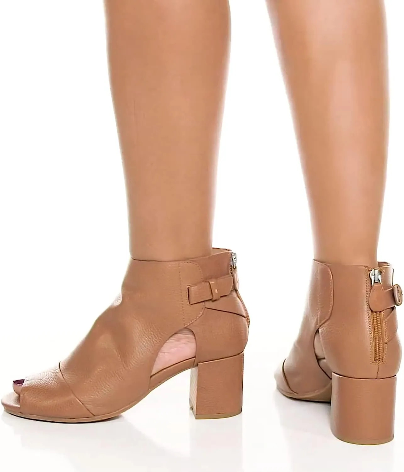 MOOMMO Women Open Toe Booties Sandals Heeled Cutout Peep Toe Summer Ankle Bootie Chunky Block Mid Heel Back Zipper Hollowed Dress Sandal Shoes 2.5" Heels Retro Elegant Office Party Comfort 4-11 M US