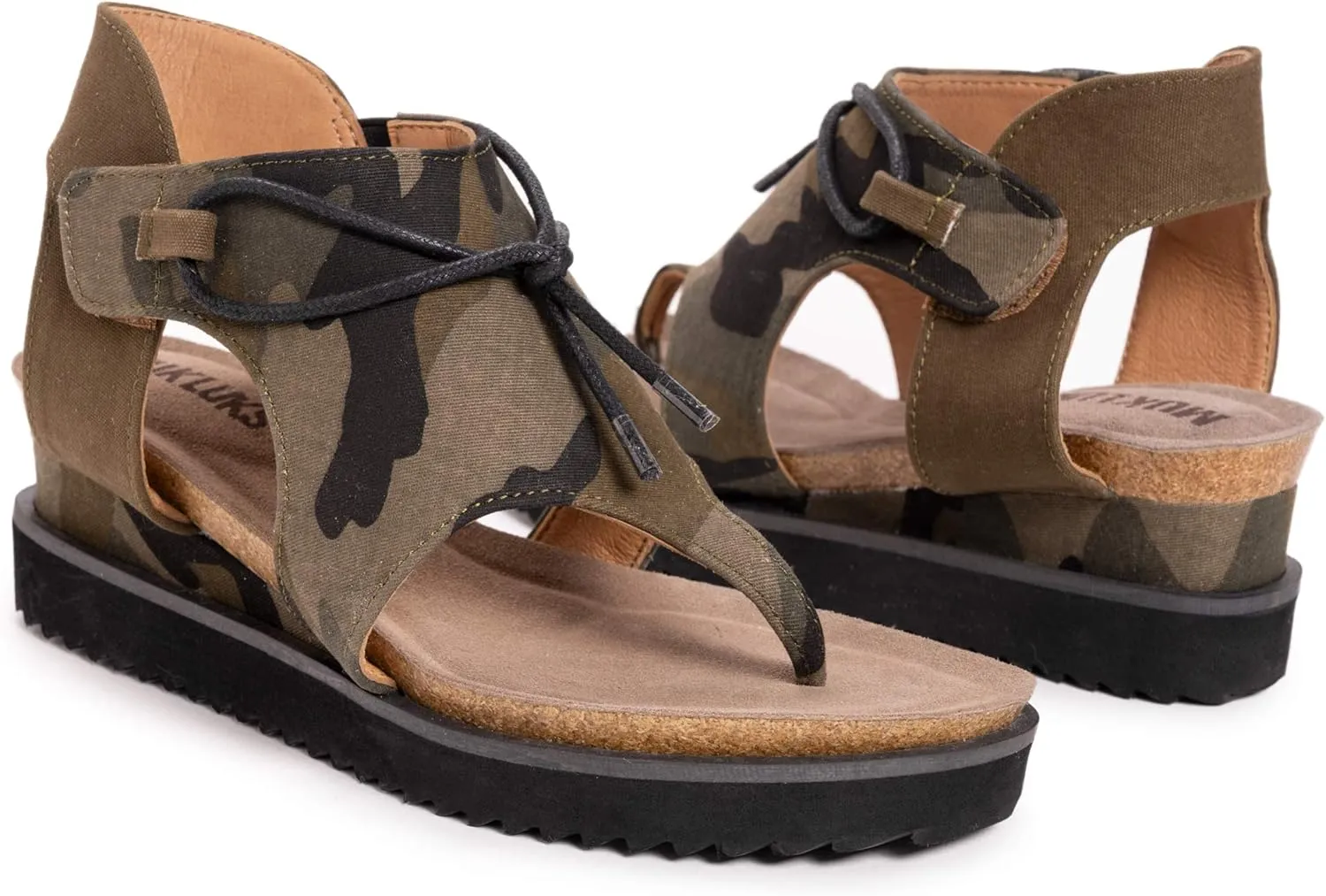 MUK LUKS Women's Pitch Solo Sandal-Khaki Wedge