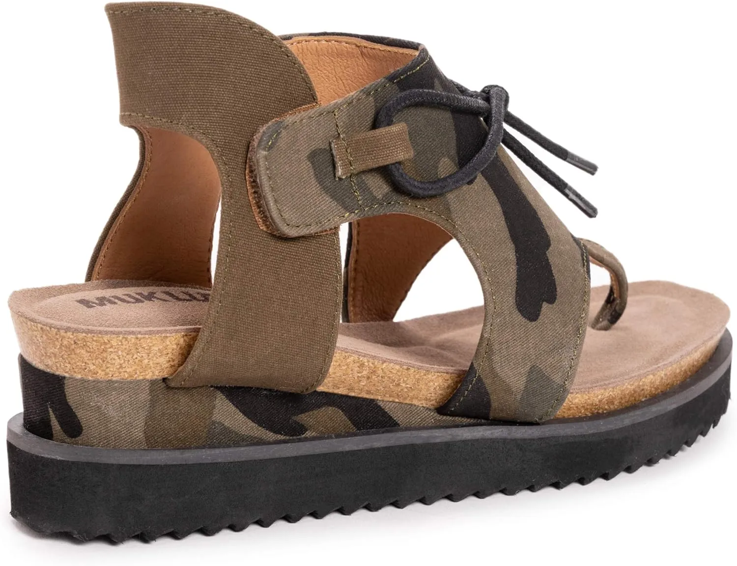 MUK LUKS Women's Pitch Solo Sandal-Khaki Wedge