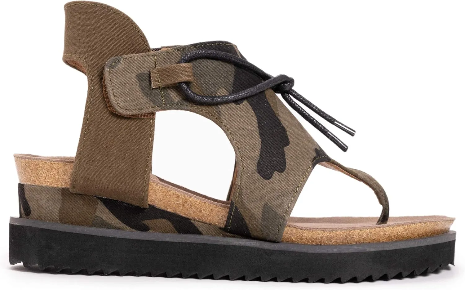 MUK LUKS Women's Pitch Solo Sandal-Khaki Wedge