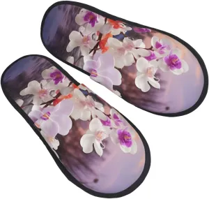 Nature Floral Spring Furry House Slippers for Women Men Soft Fuzzy Slippers Indoor Casual Plush House Shoes Medium
