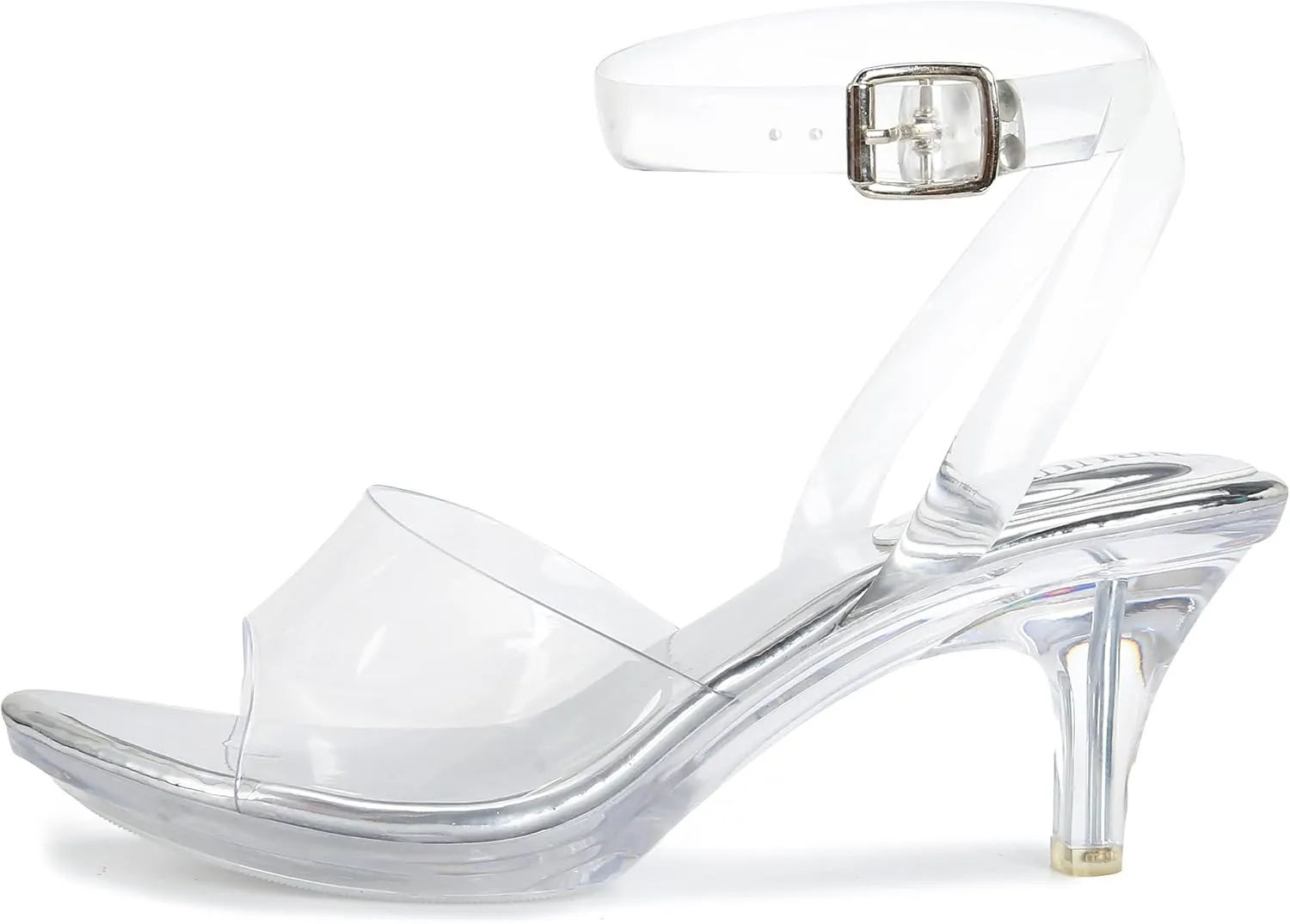 NBUUNBU Clear Strappy Heels For Women Transparent Ankle Strap Platform High Heeled Sandals Sexy Stiletto Comfortable Crystal Dress Shoes Adjustable Buckle Open Toe Pump Mules