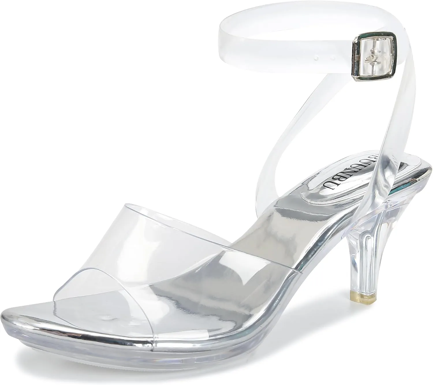 NBUUNBU Clear Strappy Heels For Women Transparent Ankle Strap Platform High Heeled Sandals Sexy Stiletto Comfortable Crystal Dress Shoes Adjustable Buckle Open Toe Pump Mules