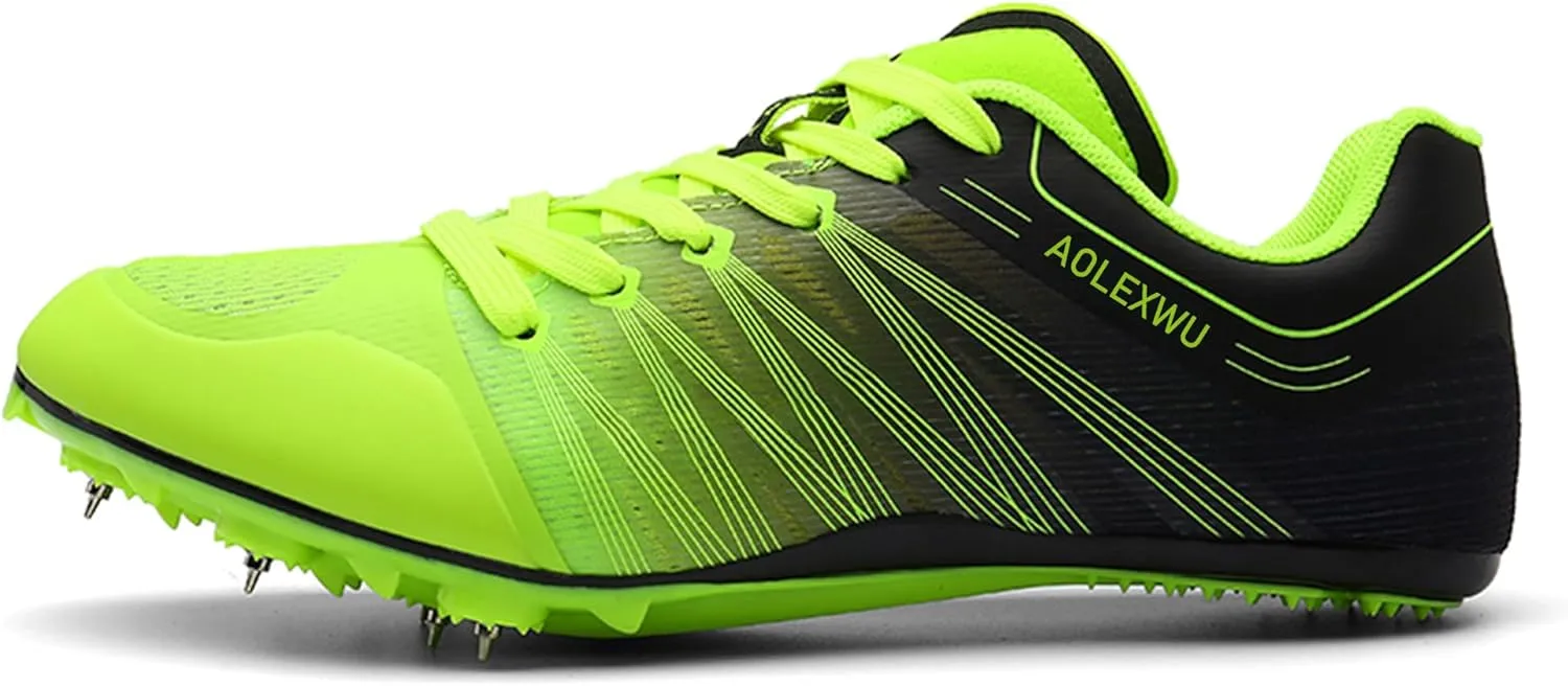 New Track and Field Shoes - Unisex, All Ages - Black - Mesh - Athletic - Minimal Cushioning - Lace-Up - Round Toe - Flat Heel - Sprint Running - Nail Spikes - US Size 12