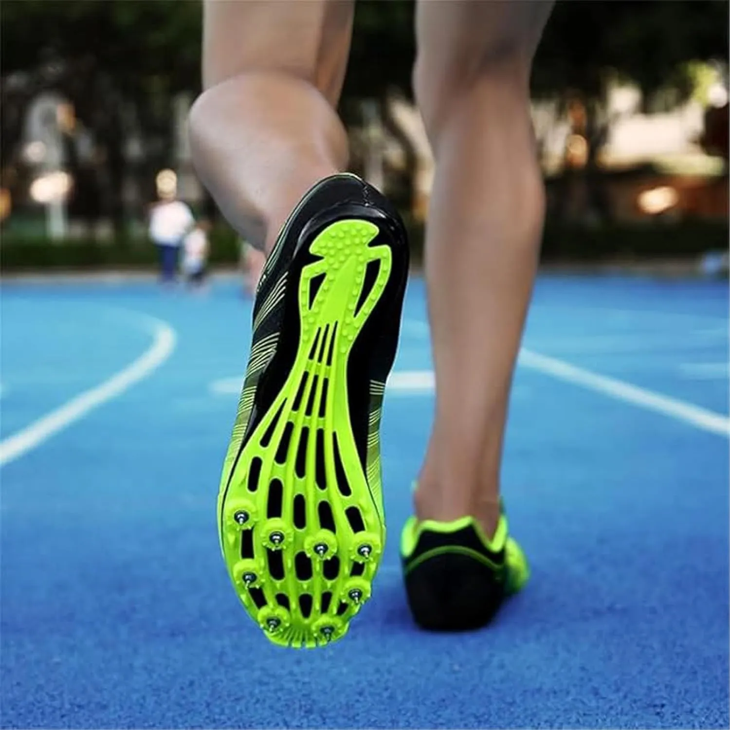 New Track and Field Shoes - Unisex, All Ages - Black - Mesh - Athletic - Minimal Cushioning - Lace-Up - Round Toe - Flat Heel - Sprint Running - Nail Spikes - US Size 12