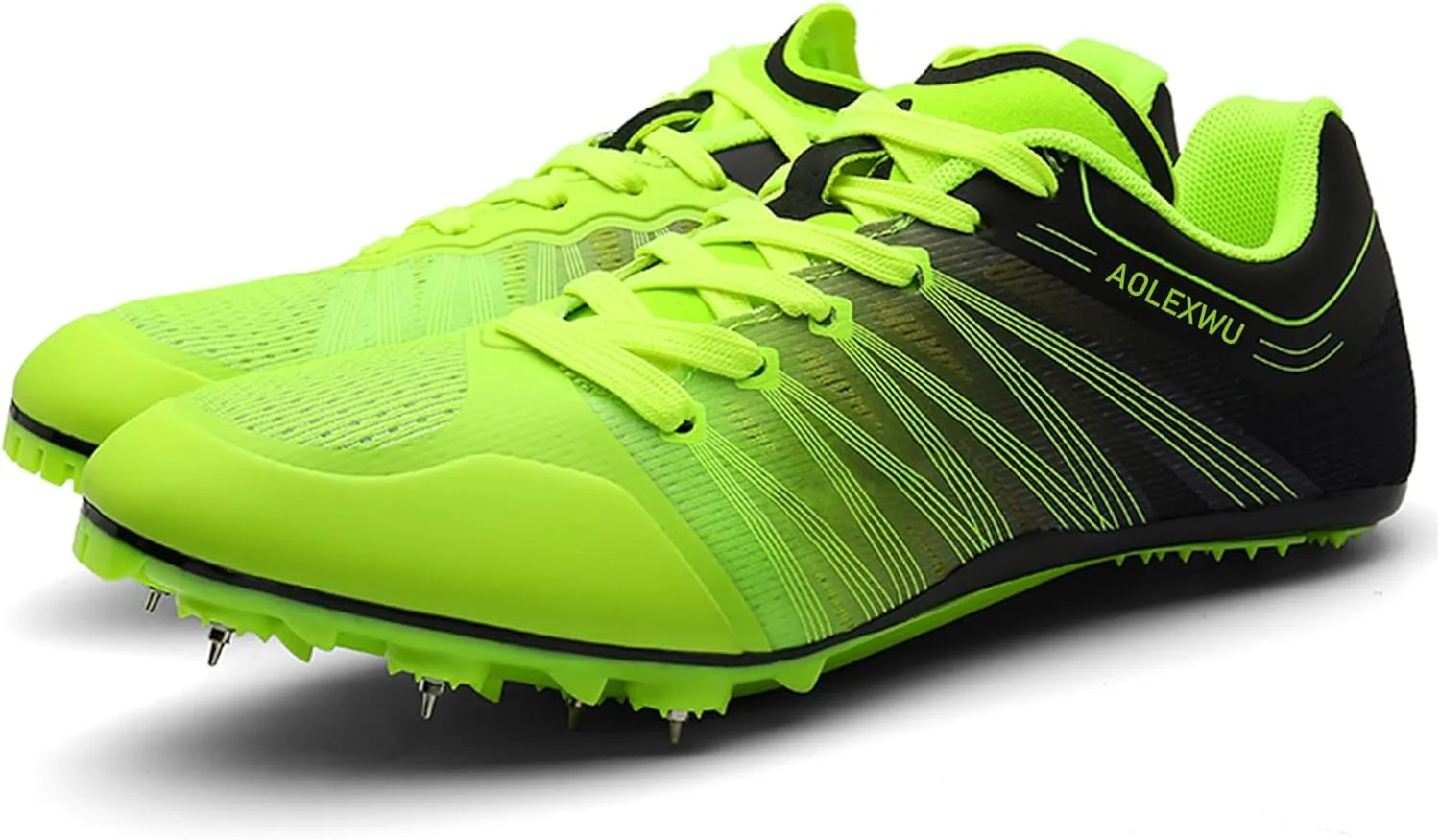 New Track and Field Shoes - Unisex, All Ages - Black - Mesh - Athletic - Minimal Cushioning - Lace-Up - Round Toe - Flat Heel - Sprint Running - Nail Spikes - US Size 12