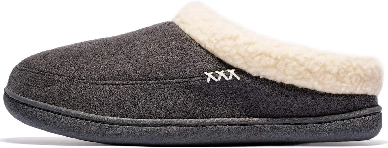 NewDenBer Women's Cozy Memory Foam Slippers Suede Fuzzy Plush Fleece Lined Slip On Indoor Outdoor House Shoes