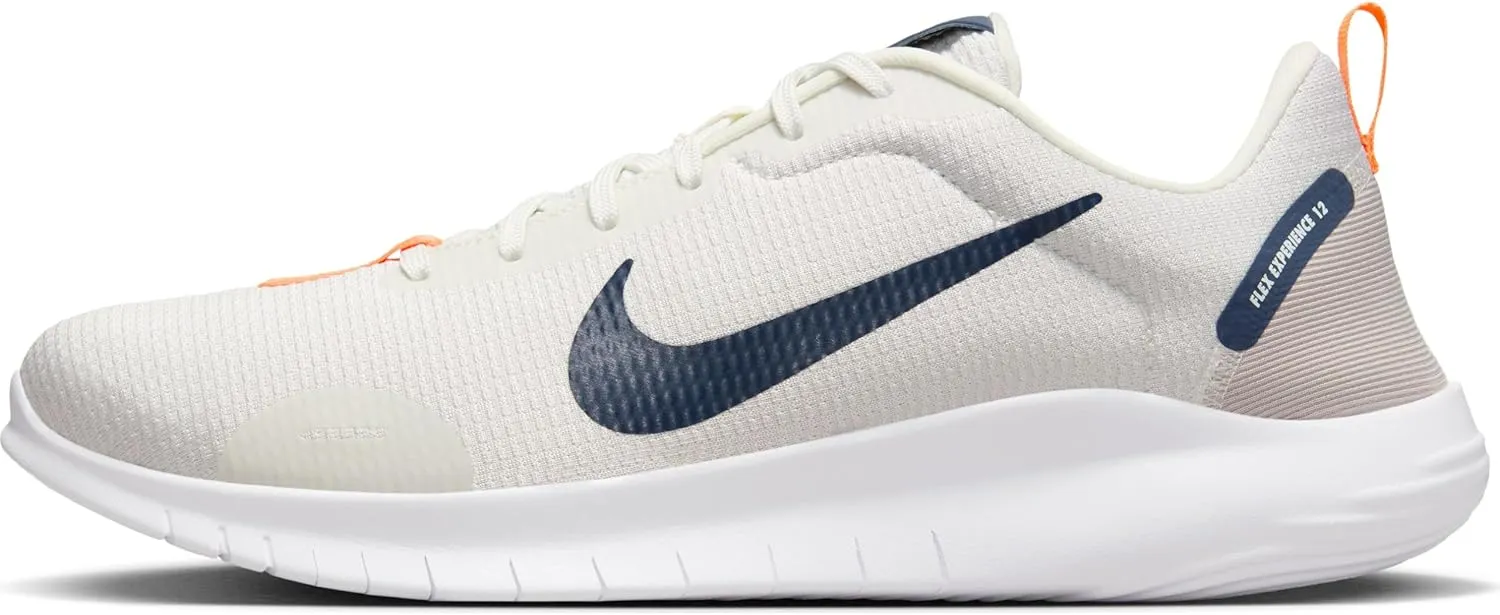 Nike Flex Experience Run 12 Men's Road Running Shoes (DV0740-100, Sail/Platinum Tint/Light Iron Ore/Thunder Blue) Size 8