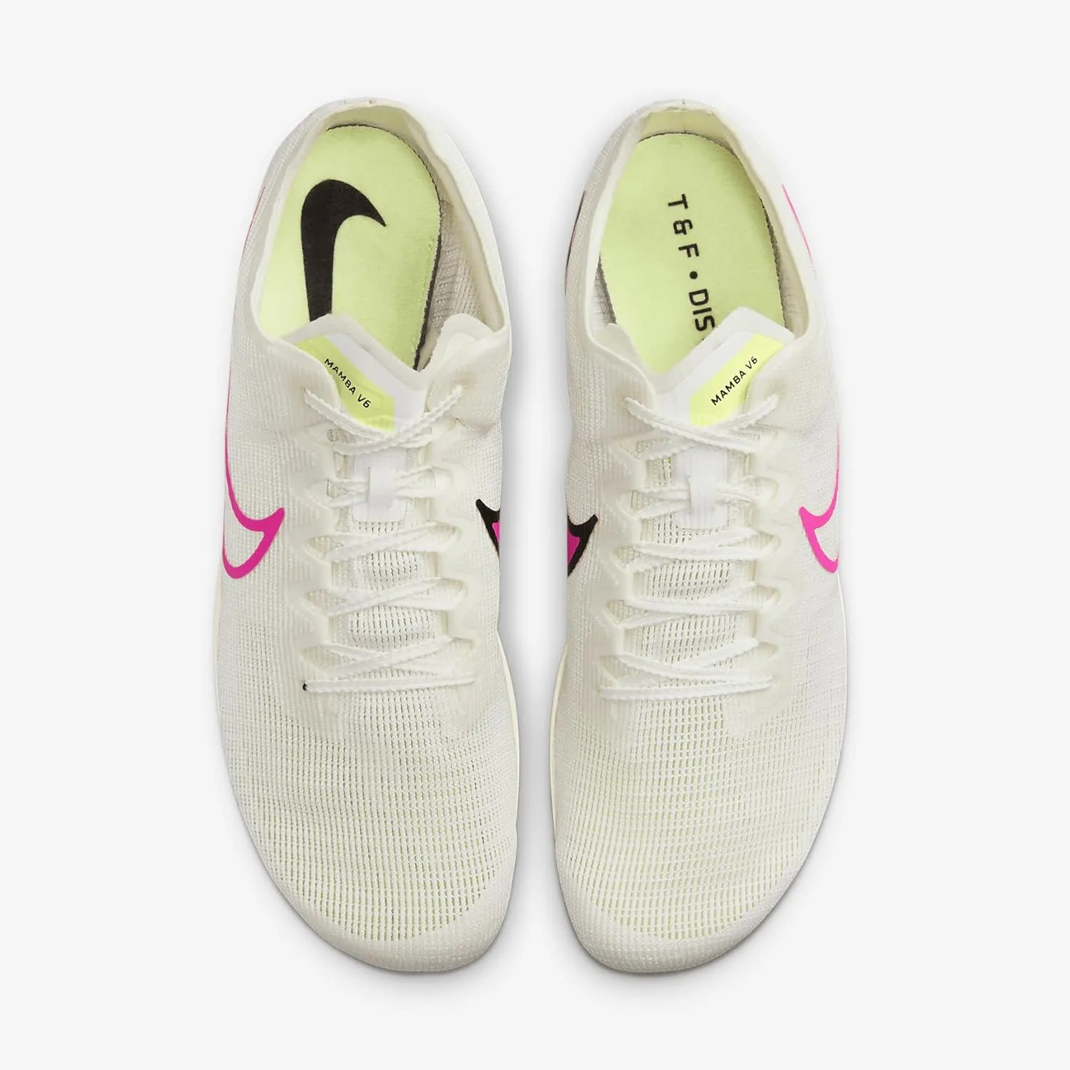 Nike Zoom Mamba 6 Track & Field Distance Spikes, 4.5, White/Black