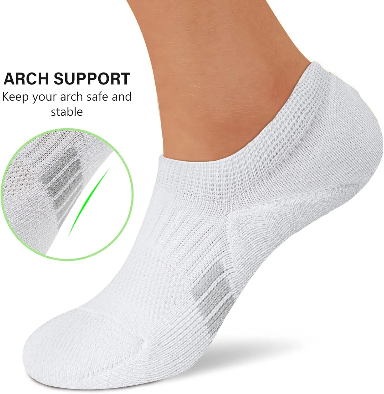 No Show Socks Womens Athletic Cushion Ankle Footies Low Cut 5-6 Pairs