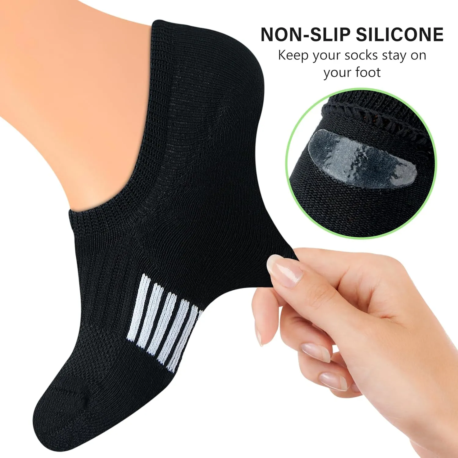 No Show Socks Womens Athletic Cushion Ankle Footies Low Cut 5-6 Pairs