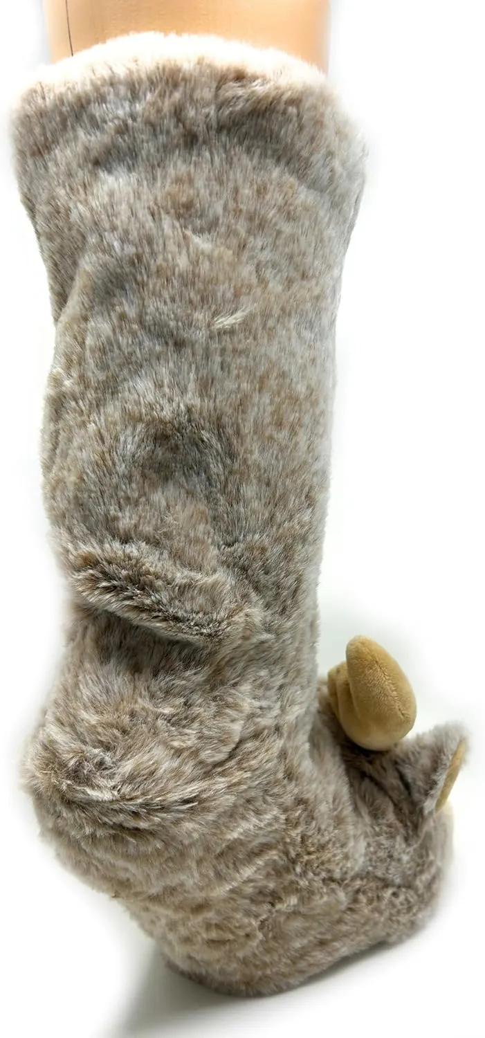 ooohyeah Womens Non Slip Fuzzy 3D Animal Slipper Socks, Funny Warm Cozy Fluffy Cute Indoor Slippers with Grippers