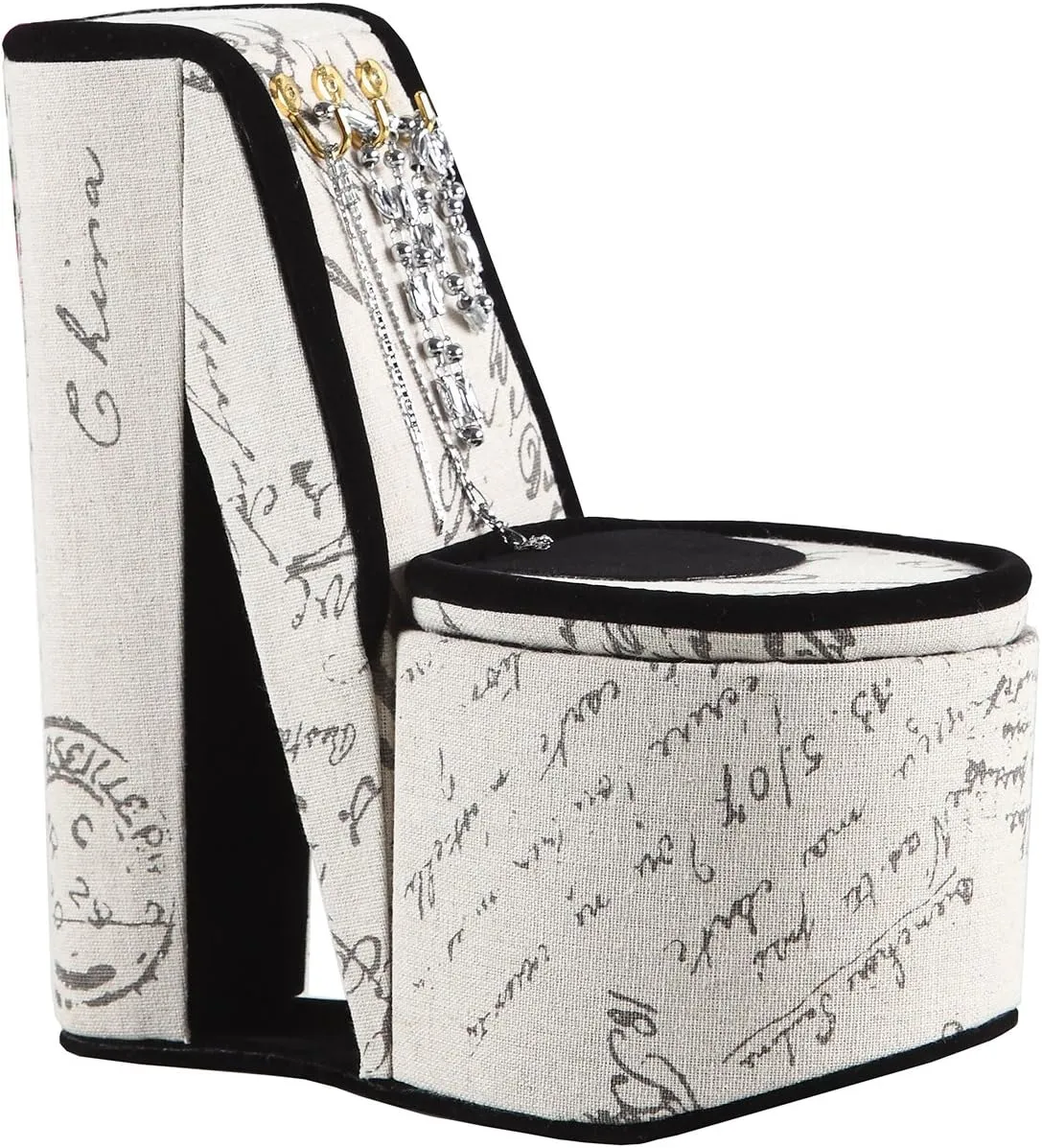 Ore International 9" in Stencil Letter Print High Heel Shoe Display W/Hooks Jewelry Box