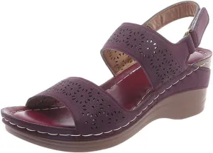 Orthopedic Sandals for Women Wide Width Comfortable Open Toe Crisscross Straps Slip on Wedge Sandals Walking Plantar Fasciitis Slides Beach Shoes