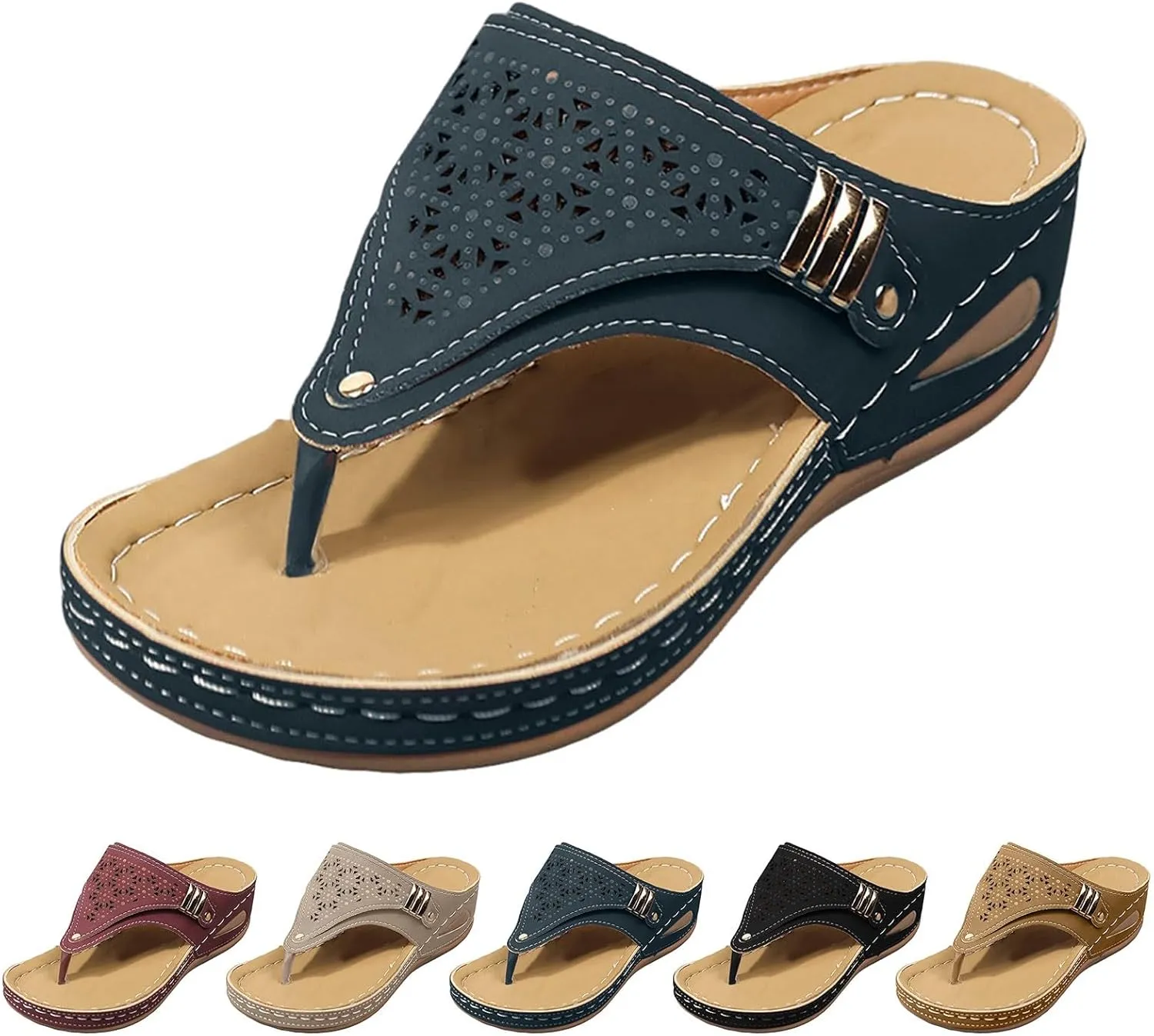 Orthopedic Sandals for Women, Women Summer Comfortable Sandals Arch Support Wedge Sandals 2025 Flip Flops Sandals