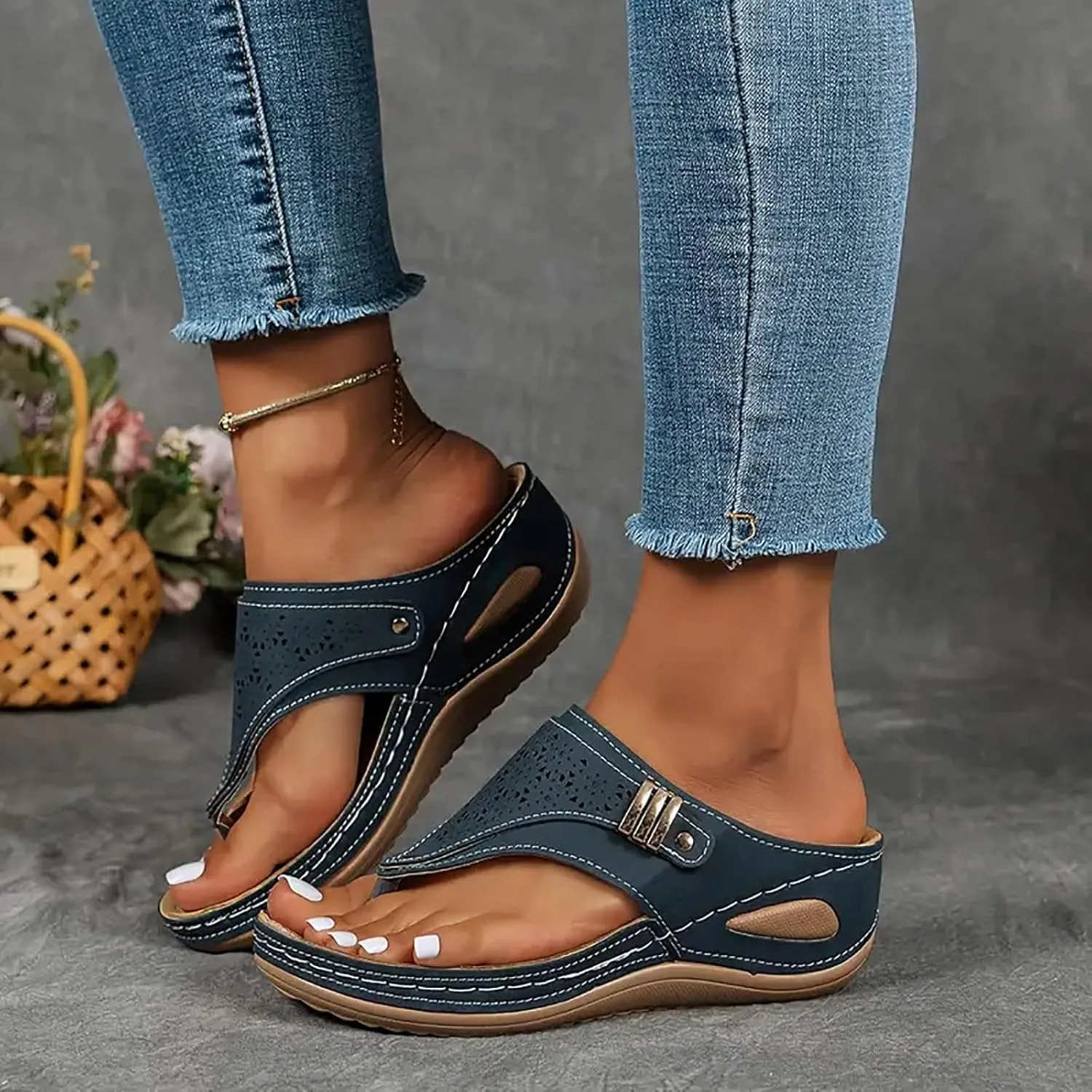 Orthopedic Sandals for Women, Women Summer Comfortable Sandals Arch Support Wedge Sandals 2025 Flip Flops Sandals