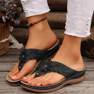 Orthopedic Wedge Sandals for Women Summer Dressy 2025 Flat Open Toe Platform Sandals Casual Flip Flops for Women with Arch Support Silppers Comfortable Slip on Sandals Beach Sandals Dress Shoes