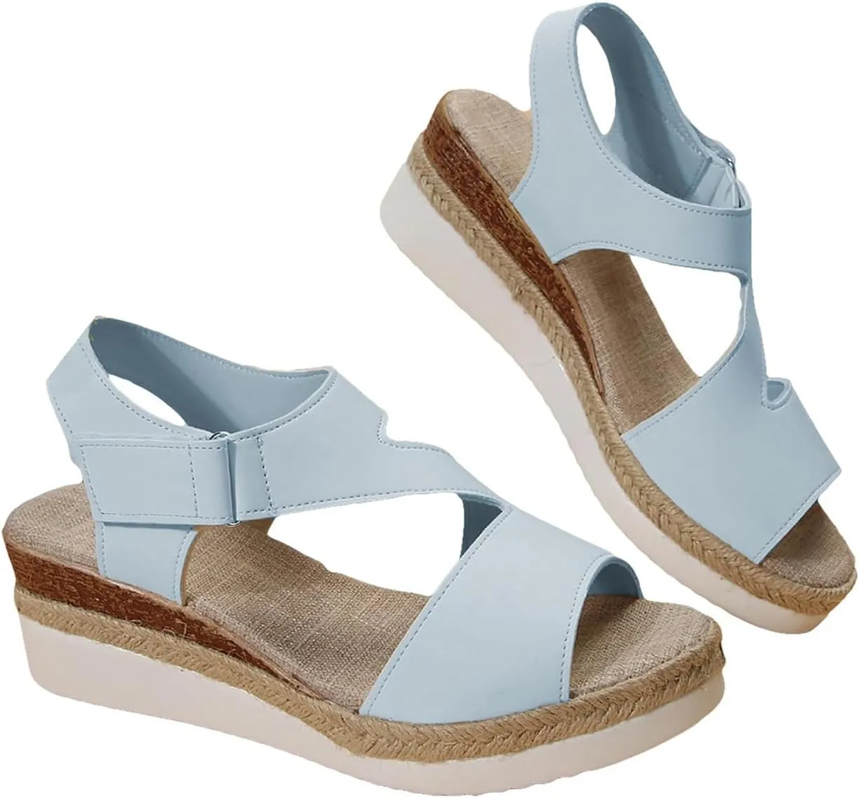 Orthotic Sandals for Women Comfy Open Toe Sandals Wedge Sandals Summer Flat Wedge Heels Espadrilles Sandals Walking Shoes