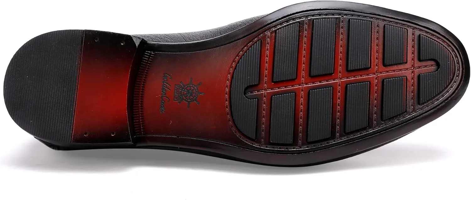 Ostrich Shoes Formal Men's Genuine Leather Dress Loafer Luxury Ostrich Printed with Buckle Business Dress Shoe Wedding Penny Loafer for Men, Black