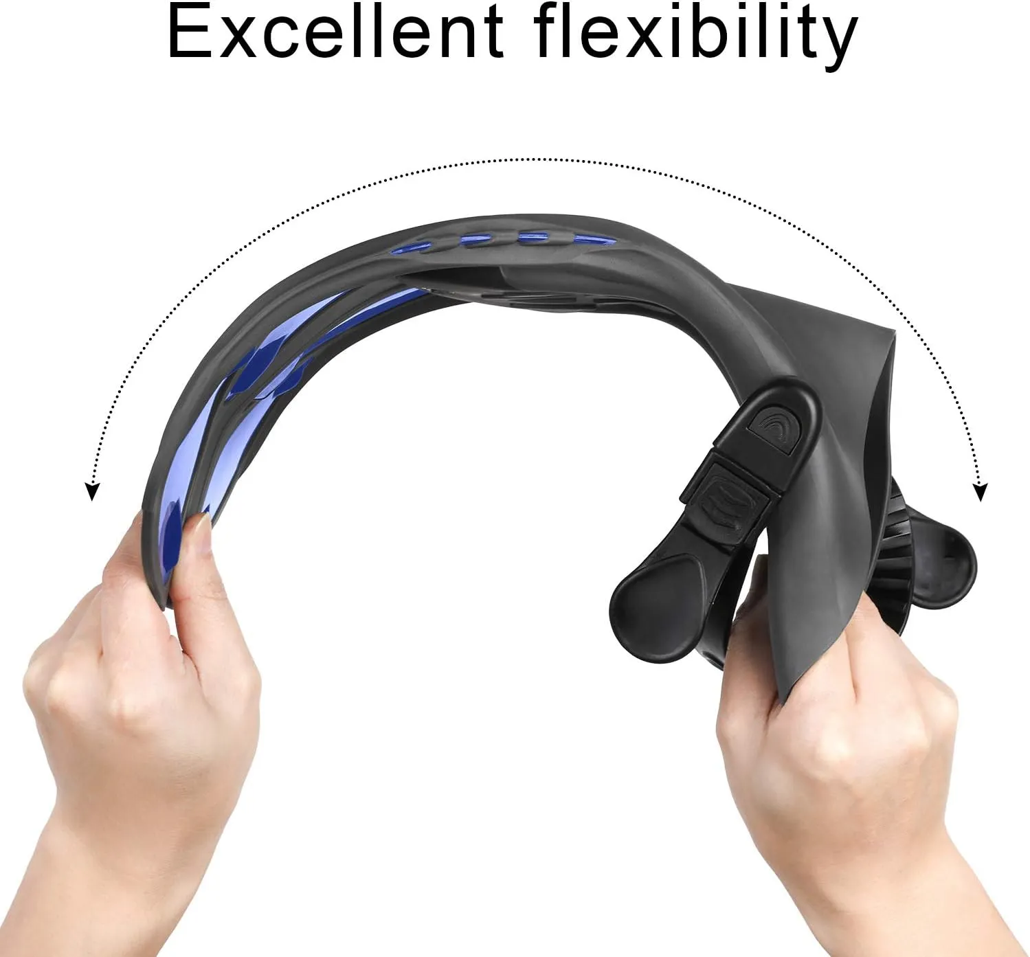 Oumers Snorkel Fins, Travel Size Adjustable Strap Diving Flippers with Mesh Bag and Extra Buckle Connector for Men Women Snorkeling Diving Swimming