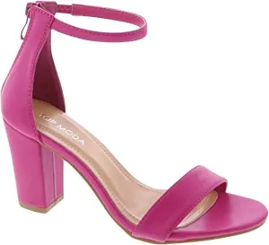 Over the Toe Strap Ankle Wrap Strap Heel Open Toe Medium Heel,Fuchsia Pu 7.5