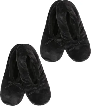 Panda Bros 2 Pairs Women's Ballerina House Slippers, Anti-Skid Comfy Warm Ballet Style Slippers