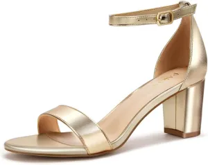 PARTY Women's Chunky Heels Open Toe Ankle Strap 3 inch Heeled Sandals