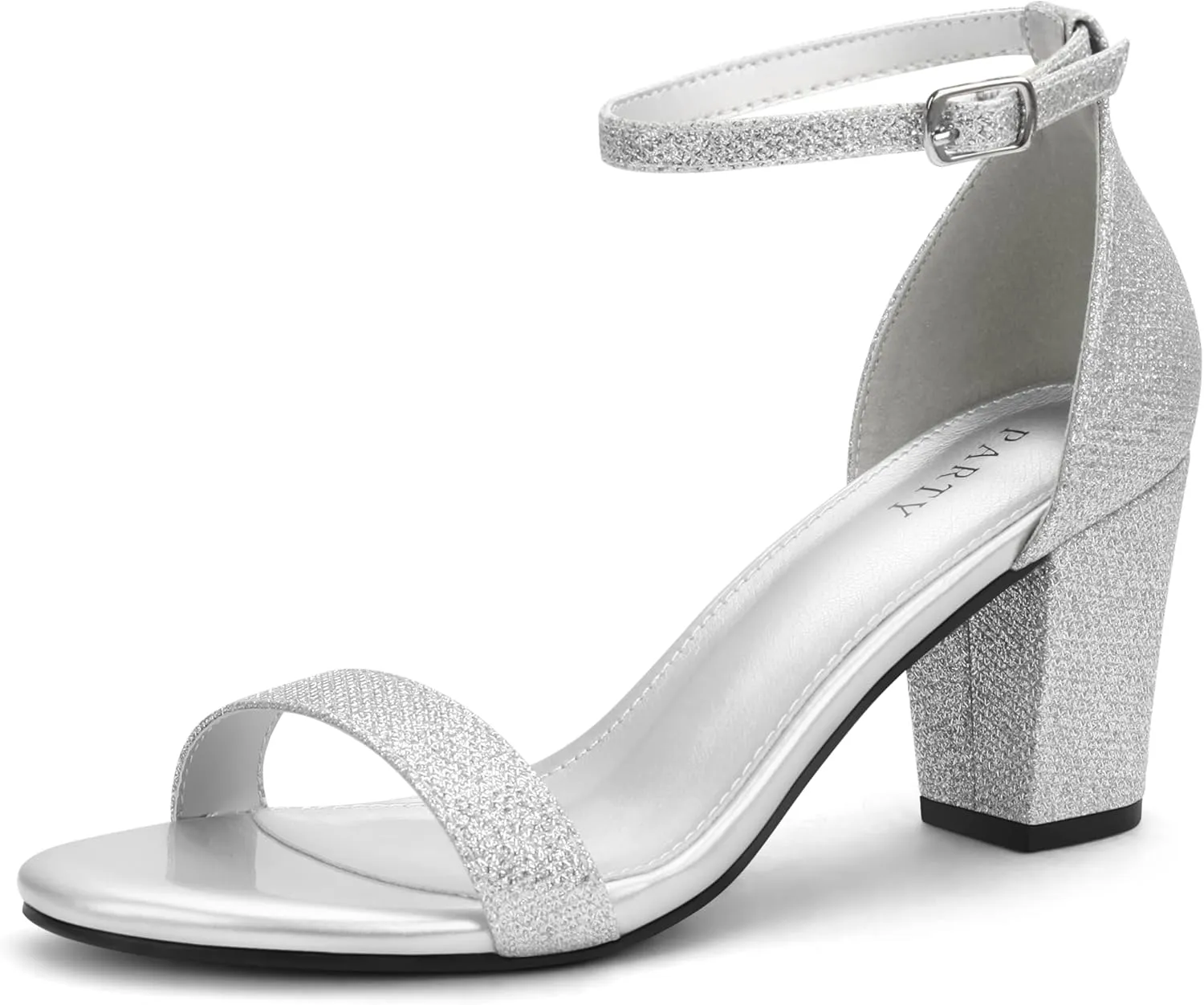 PARTY Women's Chunky Heels Open Toe Ankle Strap 3 inch Heeled Sandals