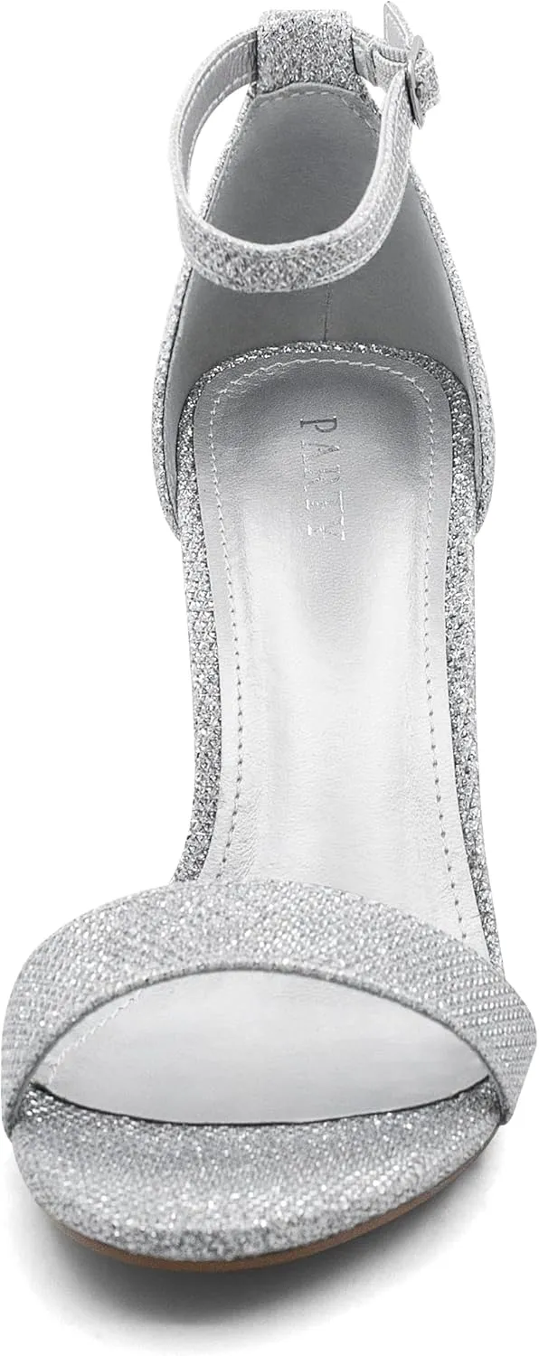 PARTY Women's Chunky Heels Open Toe Ankle Strap 3 inch Heeled Sandals