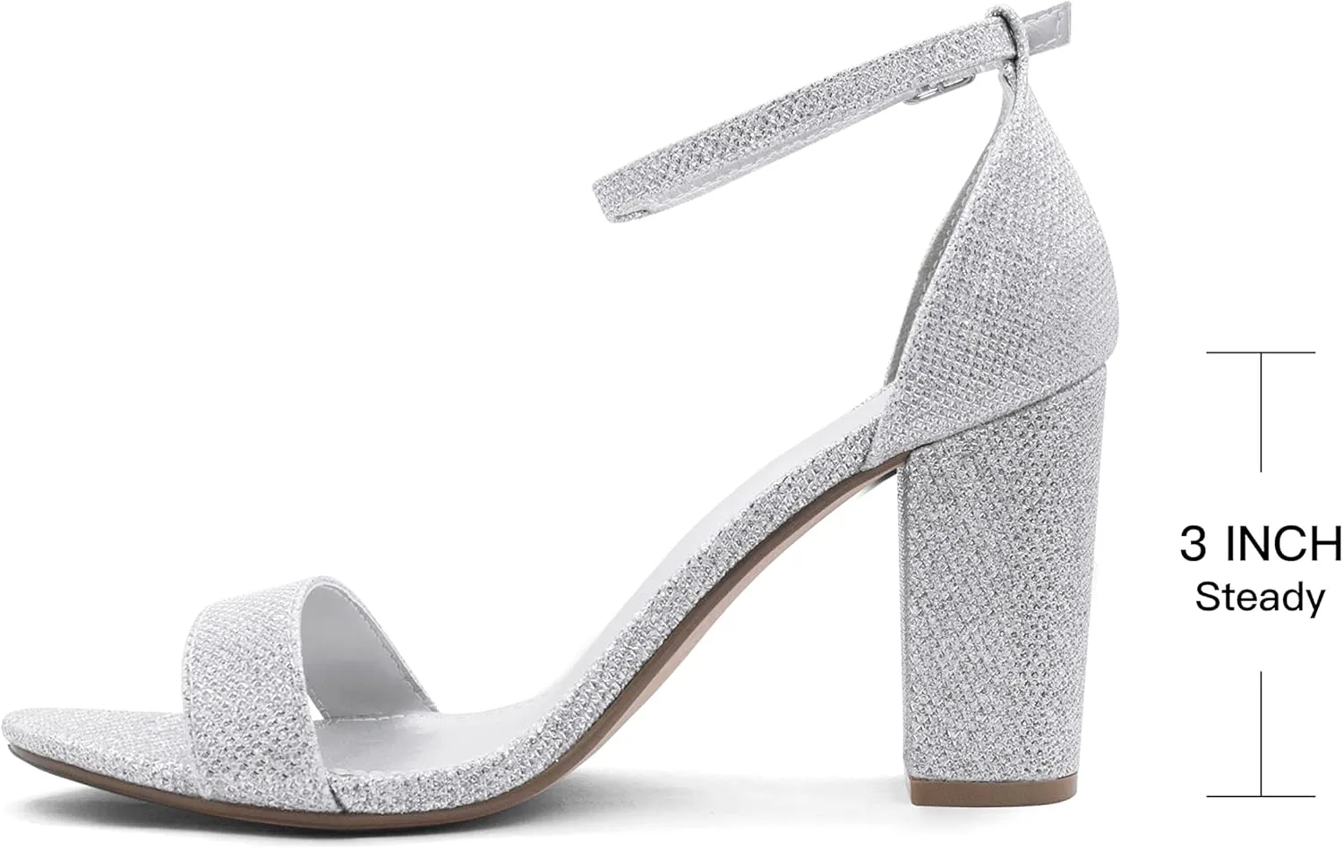 PARTY Women's Chunky Heels Open Toe Ankle Strap 3 inch Heeled Sandals