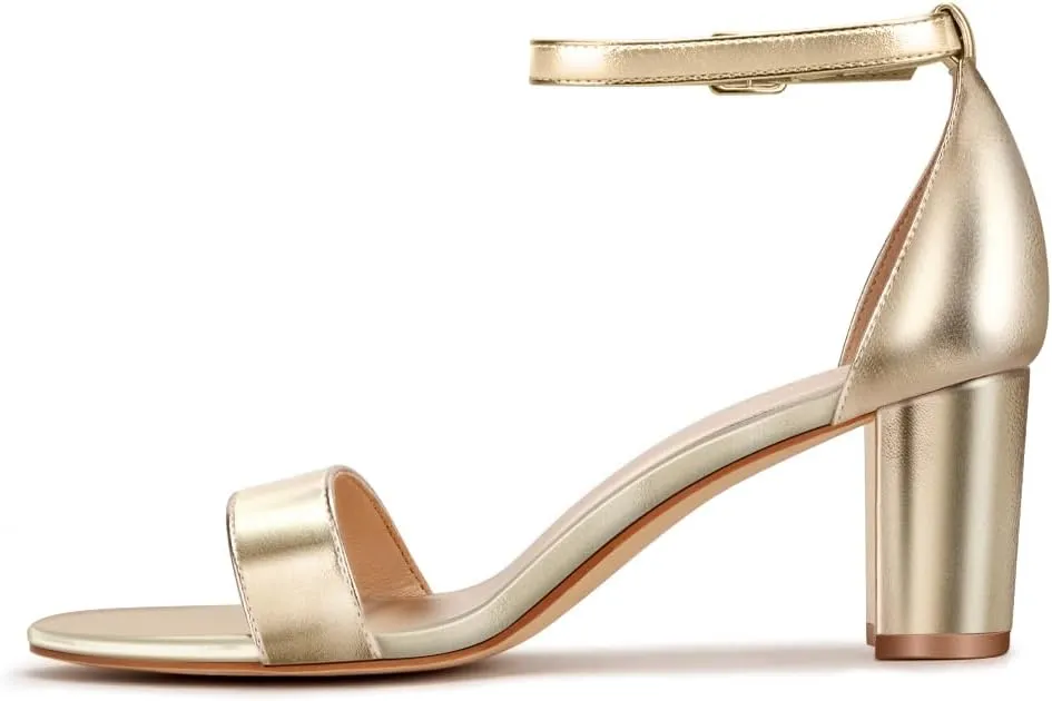 PARTY Women's Chunky Heels Open Toe Ankle Strap 3 inch Heeled Sandals